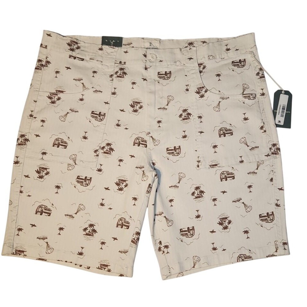 Modern Wave by Nick Mens 42 Tropical Jeep Parachute Print Twill Shorts NWT